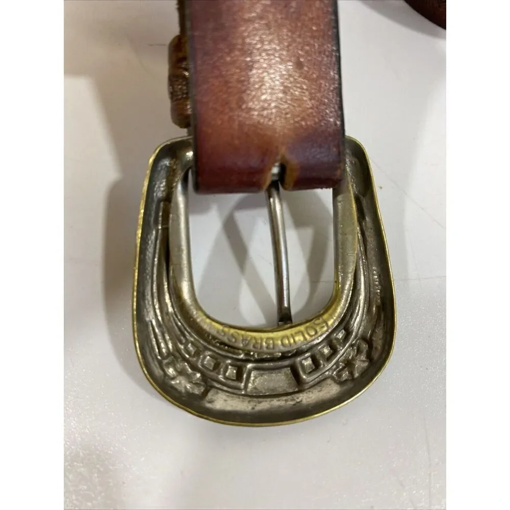 Vintage Hand Tooled Leather Southwestern‎ Belt “Fred” Size 44